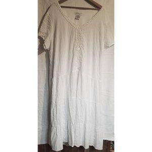 Anna Maxwell plus size 4X cottagecore 48" long tiered skirt crinkle cotton white